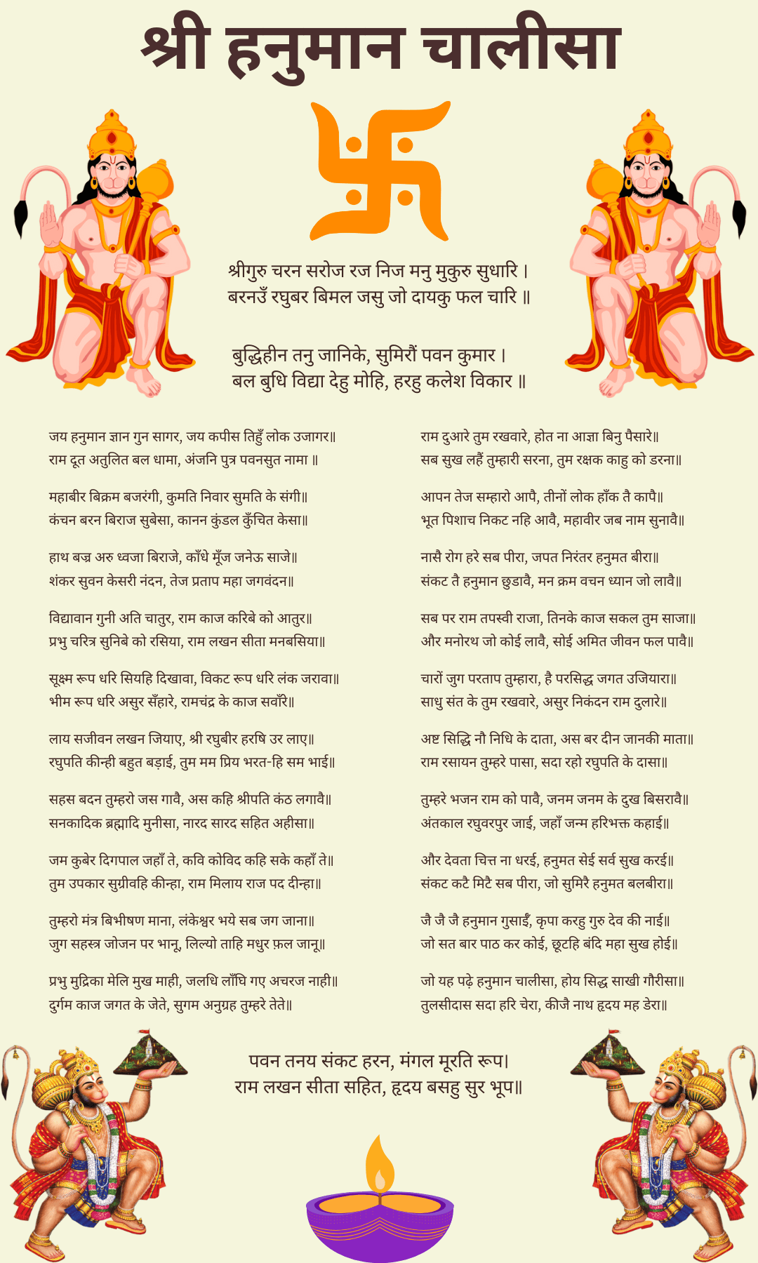 Hanuman Chalisa Hindi Lyrics - सम्पूर्ण हनुमान चालीसा हिंदी में PDF के साथ Hanuman Chalisa Hindi Lyrics Image - पढ़ें सम्पूर्ण हनुमान चालीसा हिंदी में